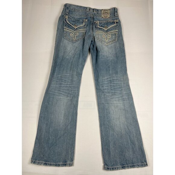 Rock Revival Men Ty 31 Relaxed Straight Blue Denim Jeans Thick Stitch Y2K - Picture 2 of 13